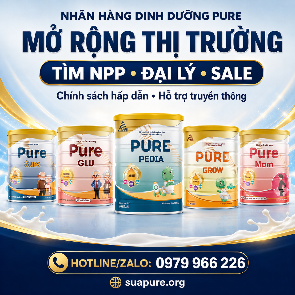 Nhãn hàng Sữa Pure tìm kiếm NPP, đại lý và nhân viên sale hợp tác toàn quốc